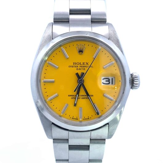 Vintage 1965 Rolex Oyster Perpetual Date custom yellow dial