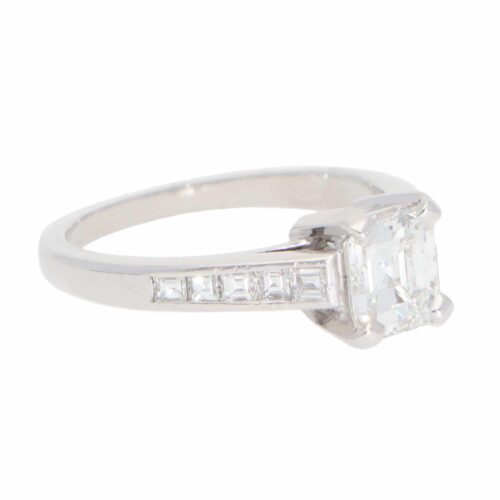Vintage Emerald-Cut 1.04ct Diamond Ring in Platinum