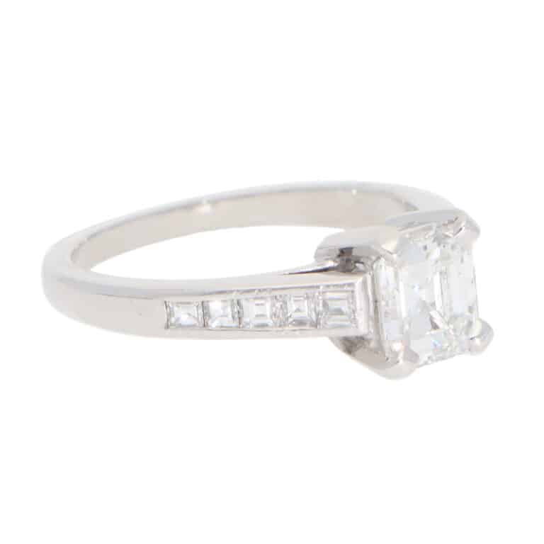 Vintage Emerald-Cut 1.04ct Diamond Ring in Platinum