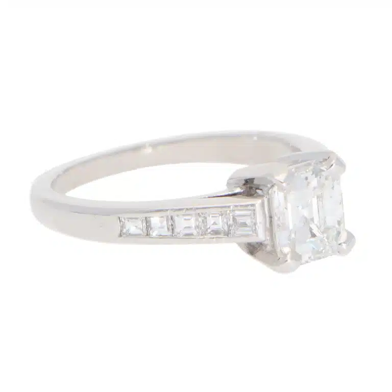 Vintage Emerald-Cut 1.04ct Diamond Ring in Platinum
