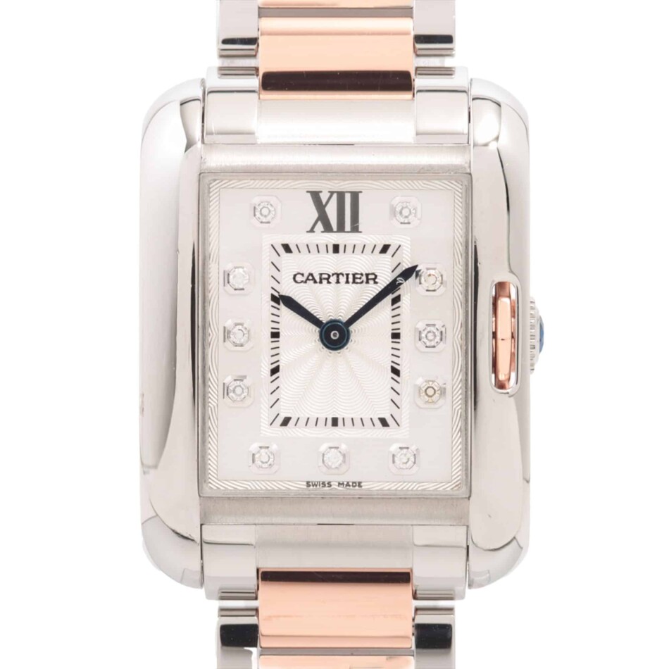 Vintage Cartier Anglaise 23mm steel rose gold & diamond