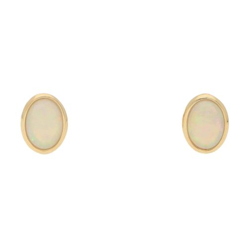 Contemporary Opal Stud Earrings in Yellow Gold