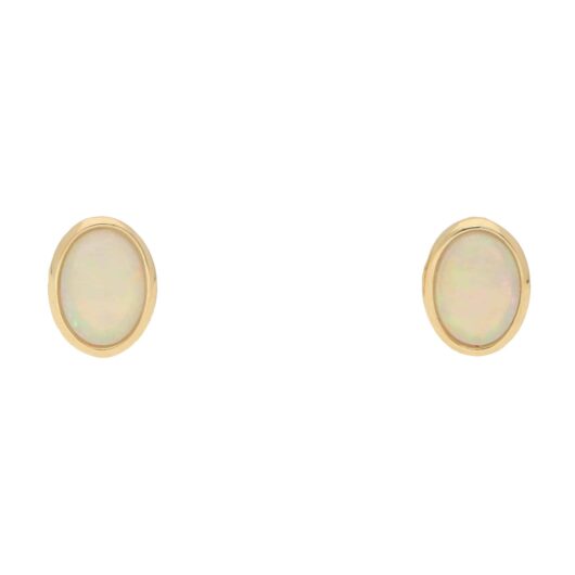 Contemporary Opal Stud Earrings in Yellow Gold