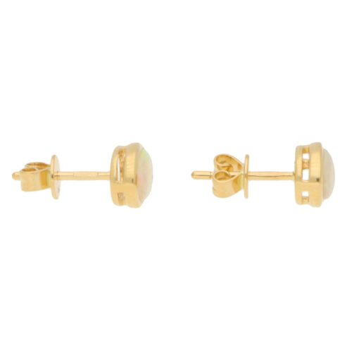 Contemporary Opal Stud Earrings in Yellow Gold