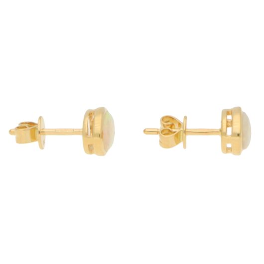 Contemporary Opal Stud Earrings in Yellow Gold