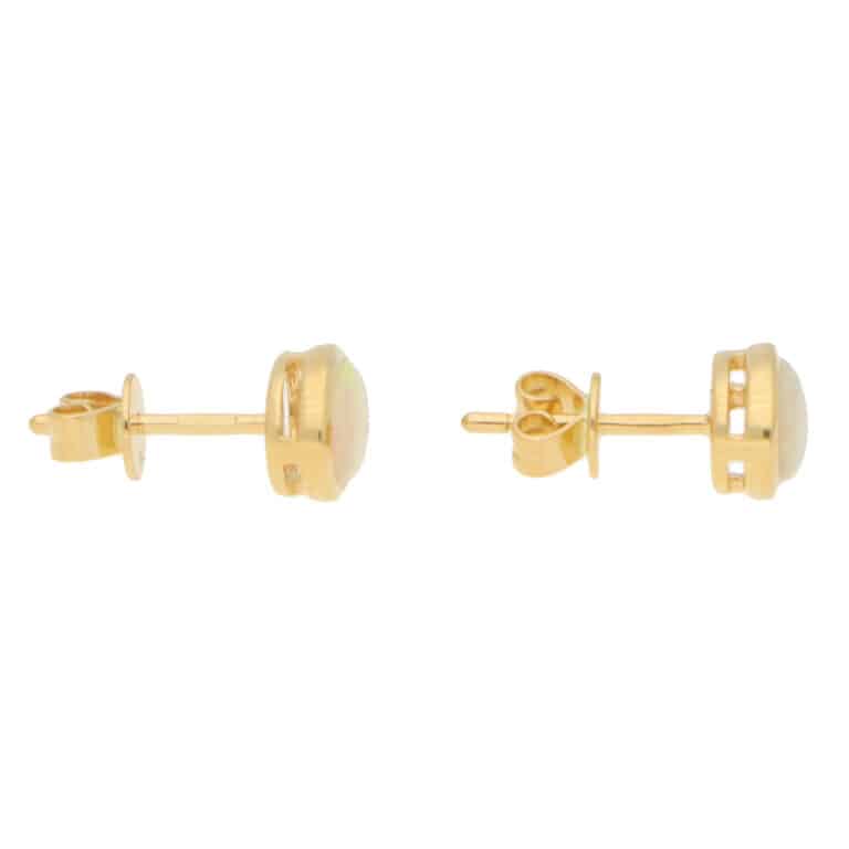 Contemporary Opal Stud Earrings in Yellow Gold