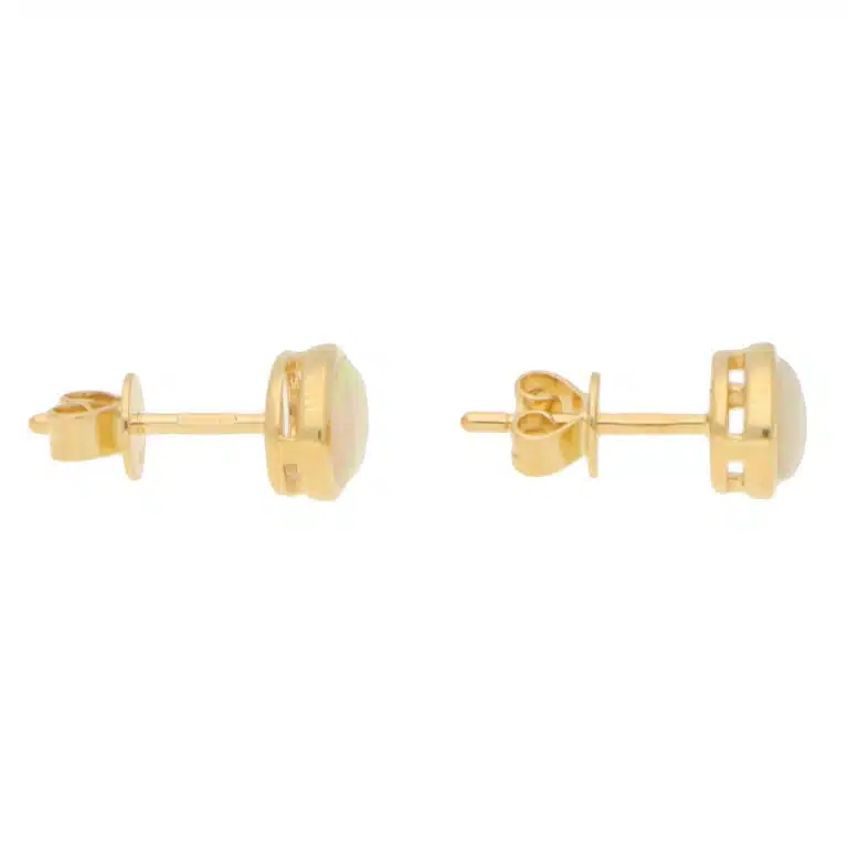 Contemporary Opal Stud Earrings in Yellow Gold