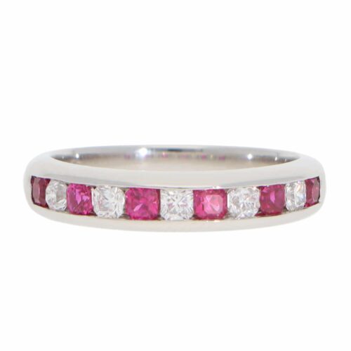 Vintage Tiffany & Co. Diamond and Ruby Lucida Ring in Platinum