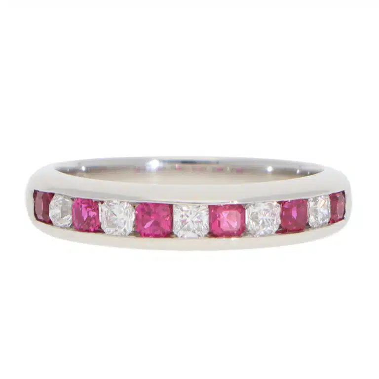 Vintage Tiffany & Co. Diamond and Ruby Lucida Ring in Platinum
