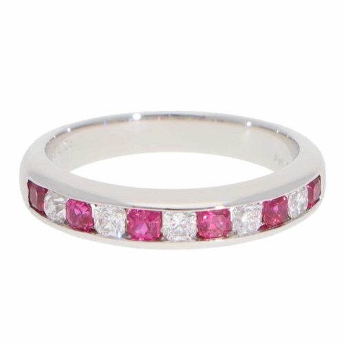 Vintage Tiffany & Co. Diamond and Ruby Lucida Ring in Platinum