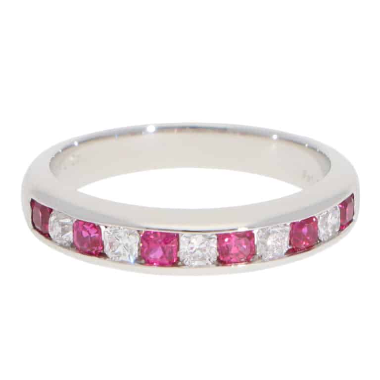 Vintage Tiffany & Co. Diamond and Ruby Lucida Ring in Platinum