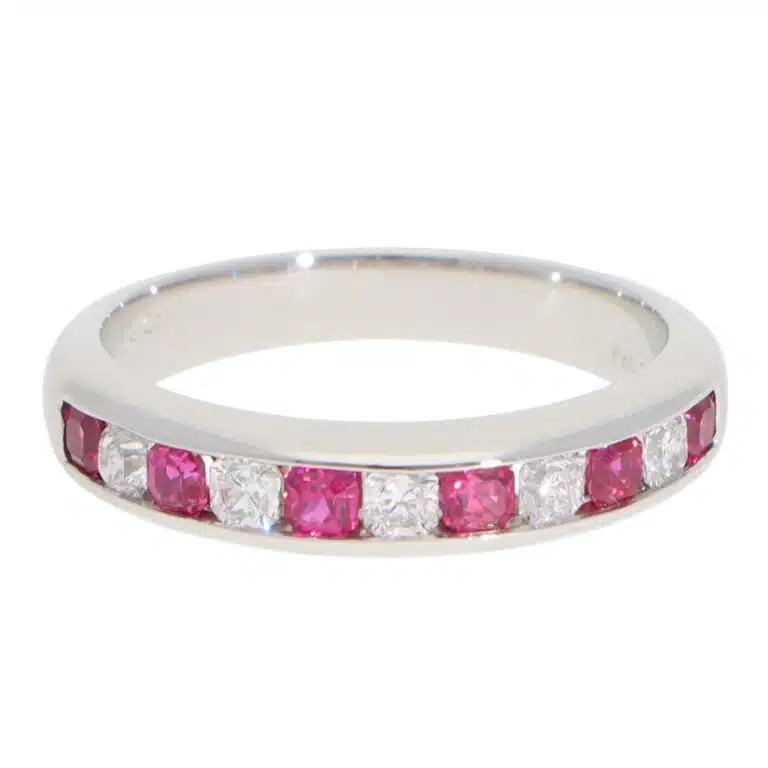 Vintage Tiffany & Co. Diamond and Ruby Lucida Ring in Platinum