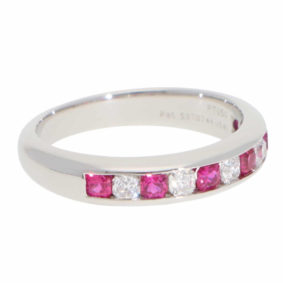 Vintage Tiffany & Co. Diamond and Ruby Lucida Ring in Platinum