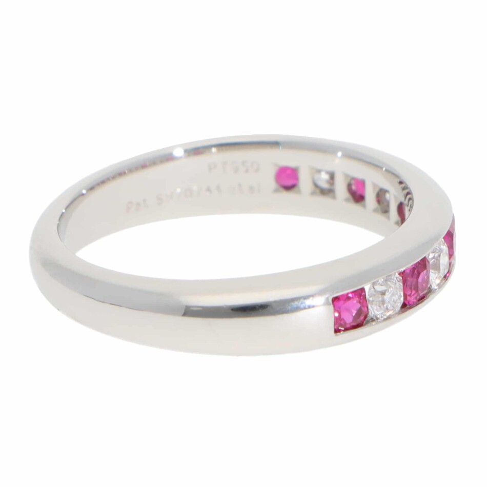 Vintage Tiffany & Co. Diamond and Ruby Lucida Ring in Platinum