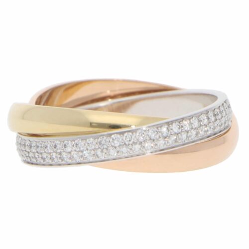 Vintage Cartier Semi-Paved Diamond Trinity Ring SM, Size 54