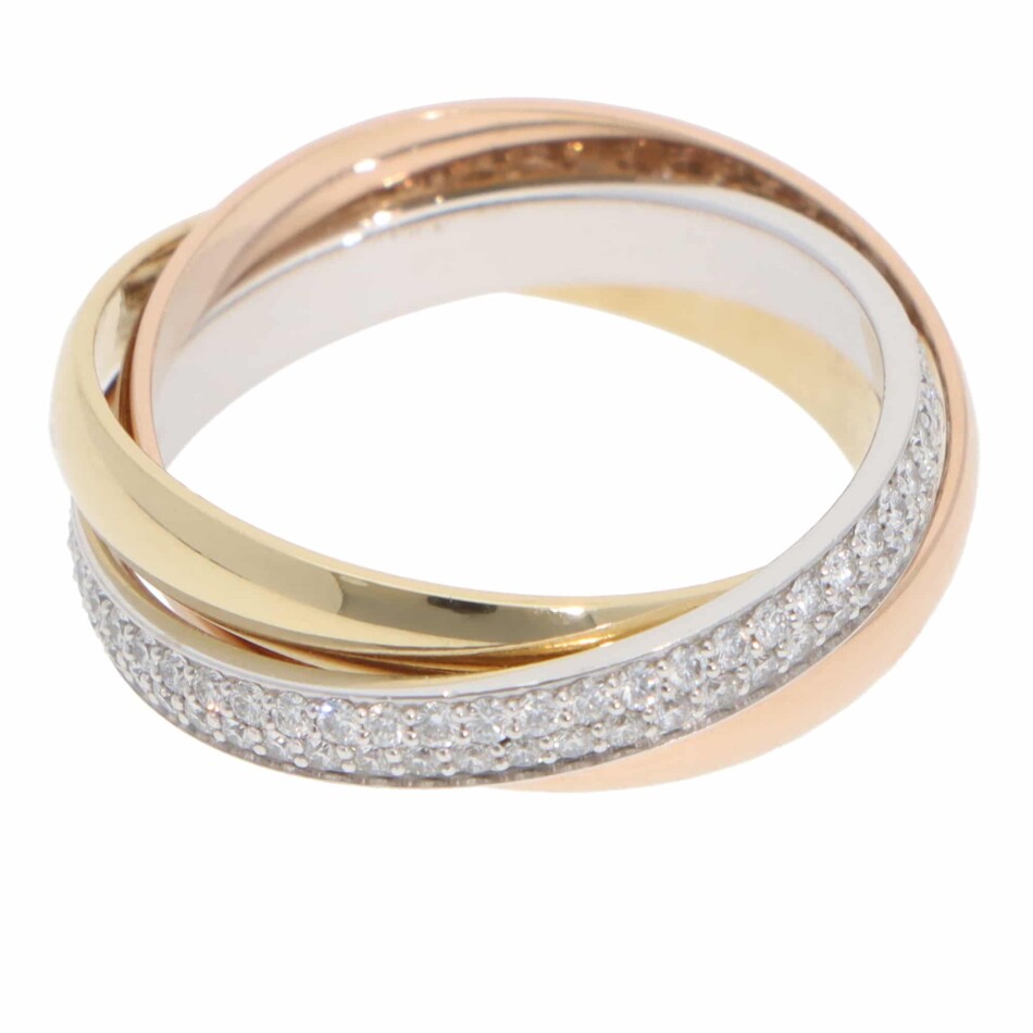 Vintage Cartier Semi-Paved Diamond Trinity Ring SM, Size 54