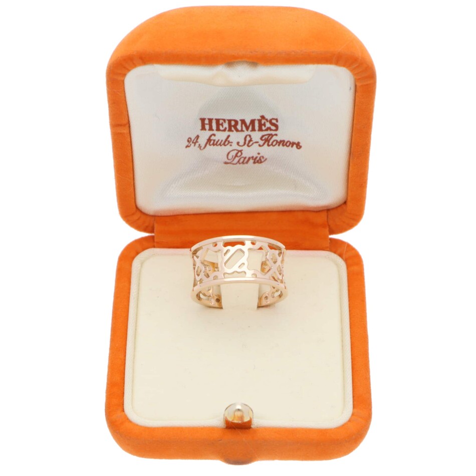 Vintage Hermès Chaine d'ancre Passerelle Ring in Rose Gold