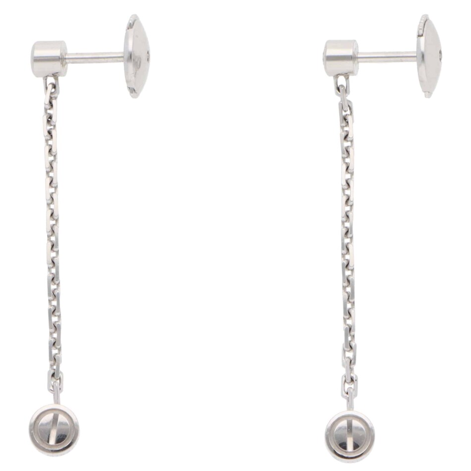 Vintage Cartier LOVE Diamond Drop Earrings in White Gold