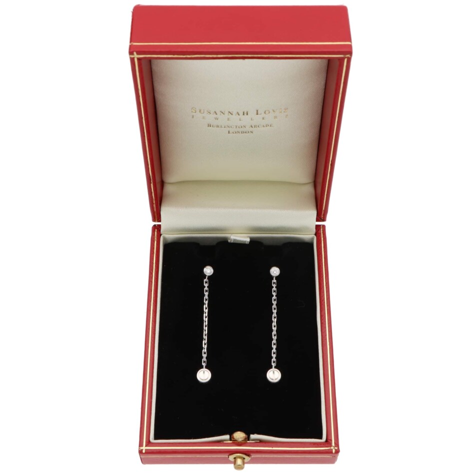 Vintage Cartier LOVE Diamond Drop Earrings in White Gold