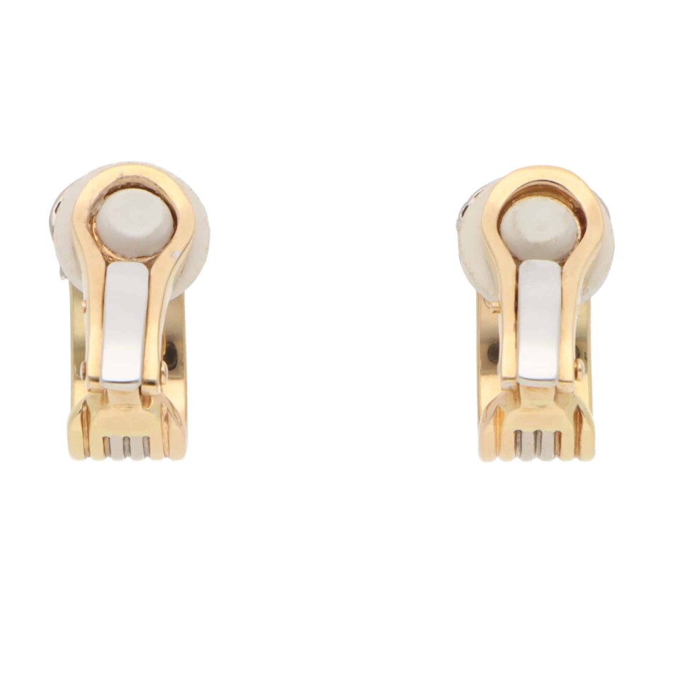 Vintage C de Cartier Diamond Hoop Clip Earrings in Gold