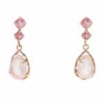 Vintage Rose Quartz Drop Earrings in Rose Gold