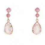 Vintage Rose Quartz Drop Earrings in Rose Gold