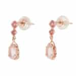 Vintage Rose Quartz Drop Earrings in Rose Gold