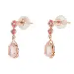 Vintage Rose Quartz Drop Earrings in Rose Gold