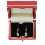 Vintage Rose Quartz Drop Earrings in Rose Gold