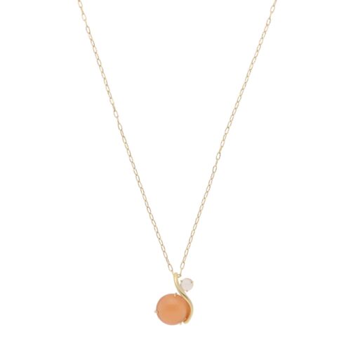 Vintage Nina Ricci Moonstone and Rose Quartz Pendant Necklace