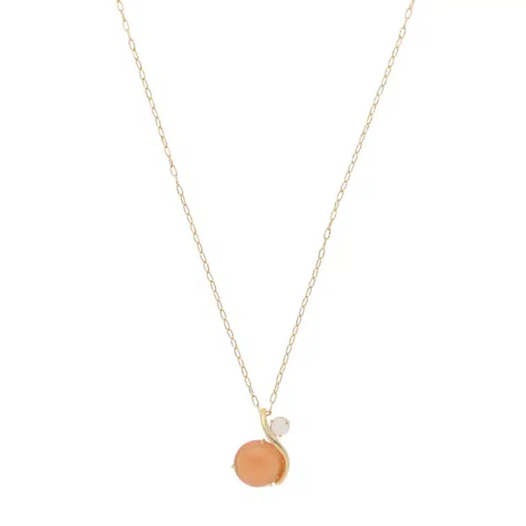 Vintage Nina Ricci Moonstone and Rose Quartz Pendant Necklace