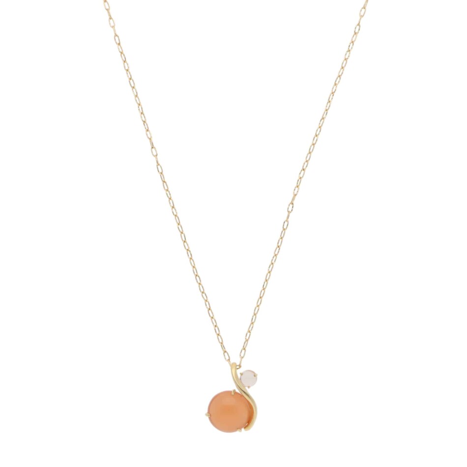 Vintage Nina Ricci Moonstone and Rose Quartz Pendant Necklace