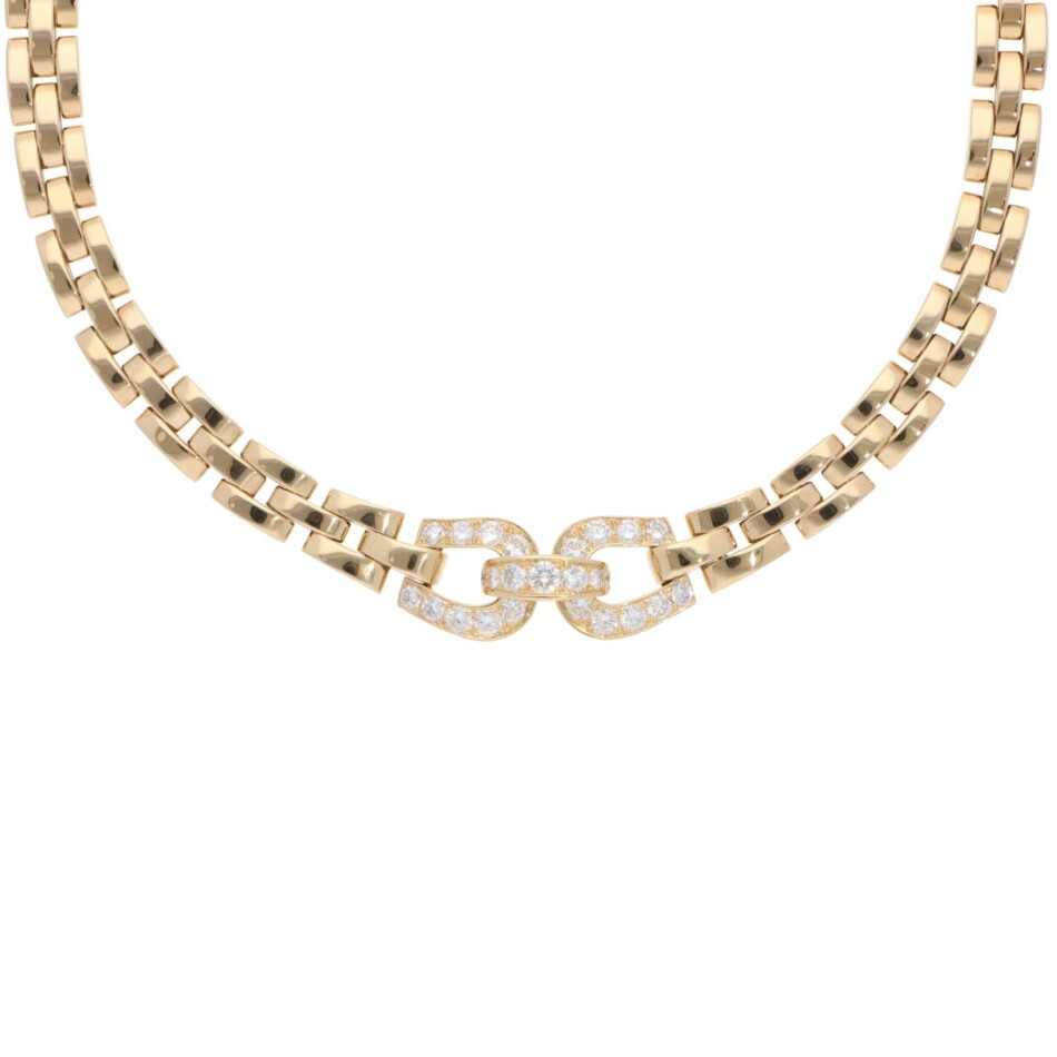 Vintage Cartier Etrier Diamond Necklace in Yellow Gold