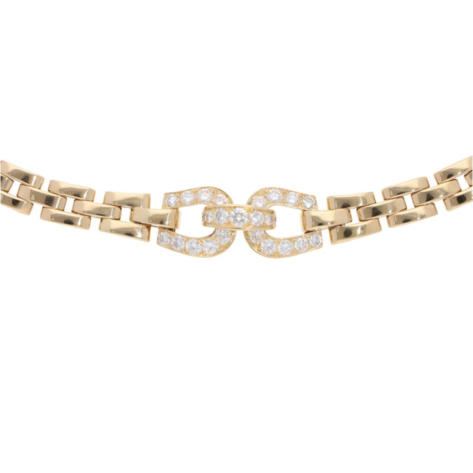 Vintage Cartier Etrier Diamond Necklace in Yellow Gold