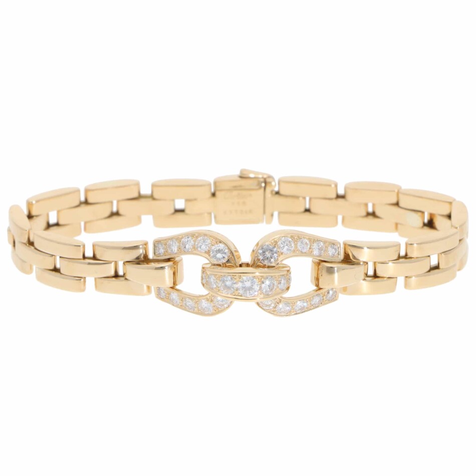 Vintage Cartier Etrier Diamond Bracelet in Yellow Gold