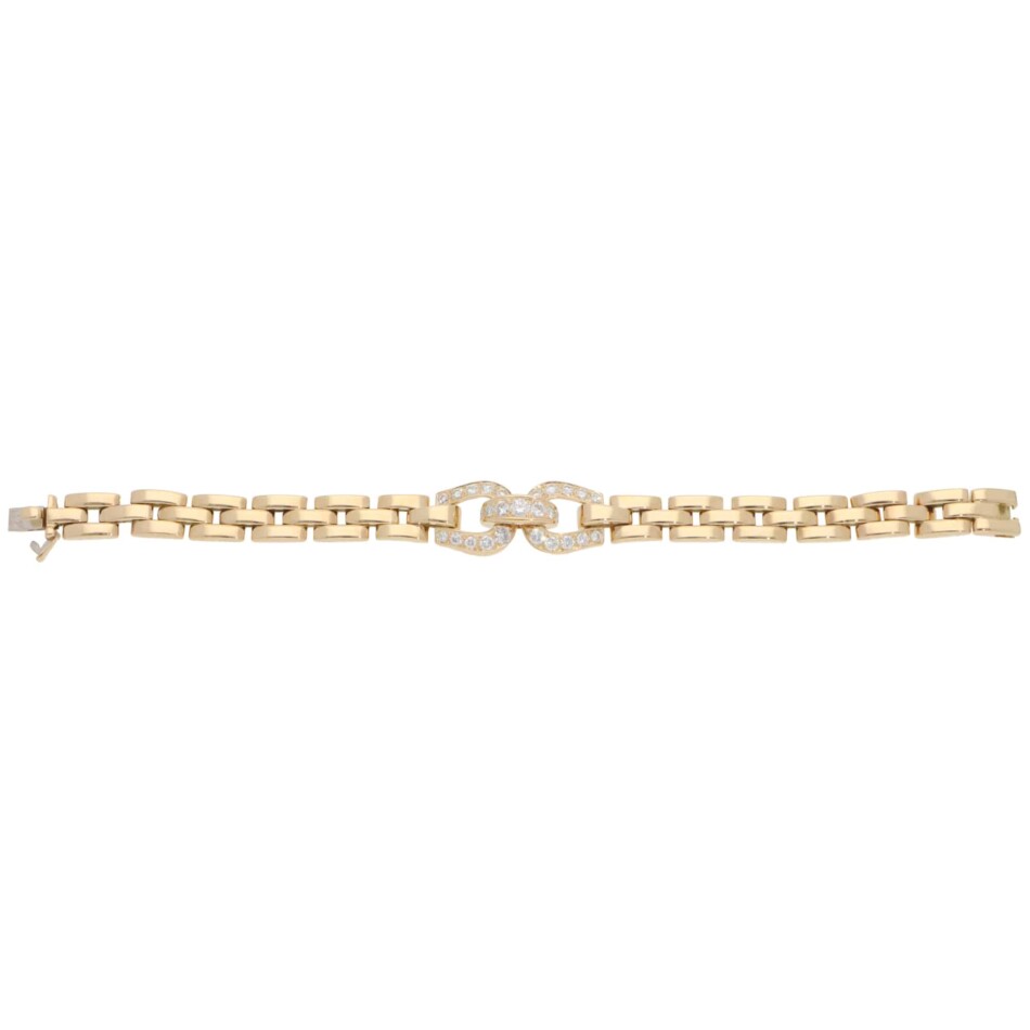 Vintage Cartier Etrier Diamond Bracelet in Yellow Gold