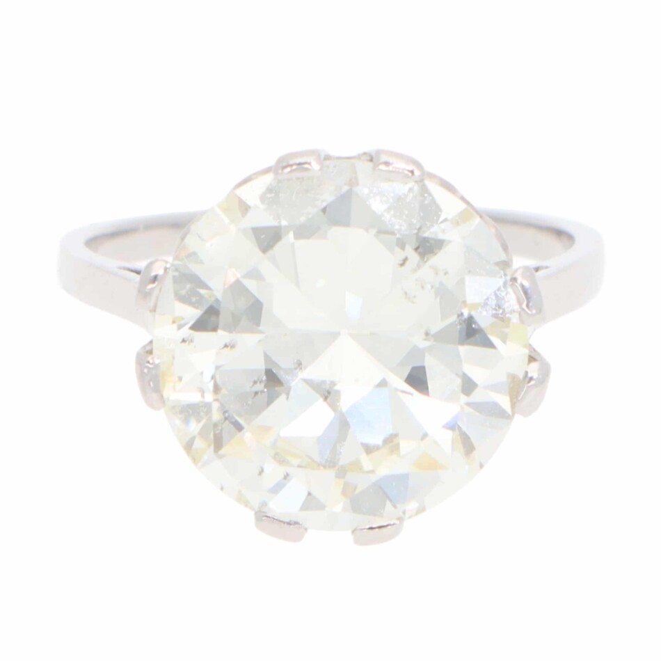 Vintage 6.11ct Old Cut Diamond Solitaire Ring in Platinum