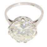 Vintage 6.11ct Old Cut Diamond Solitaire Ring in Platinum
