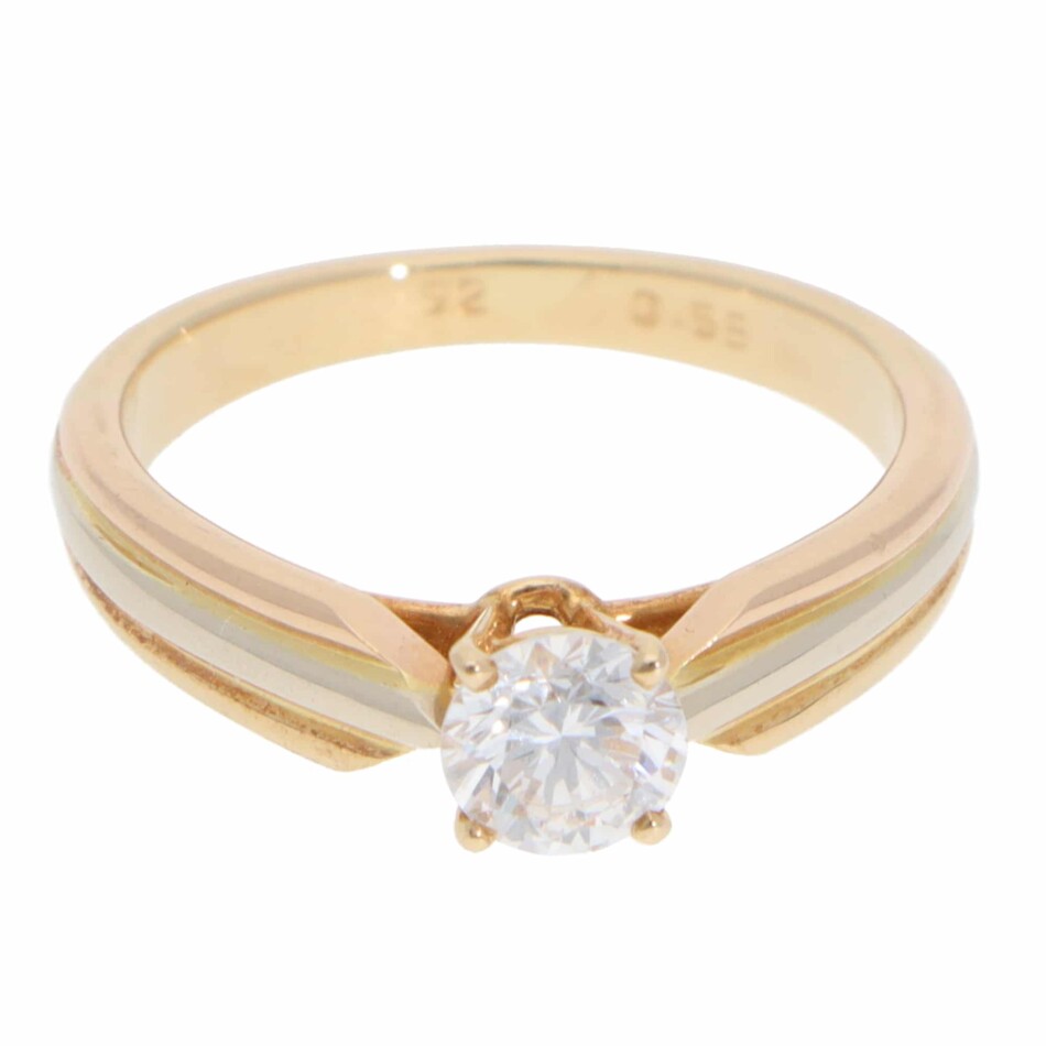 Vintage Cartier GIA Certified 0.55ct Diamond Trinity Ring