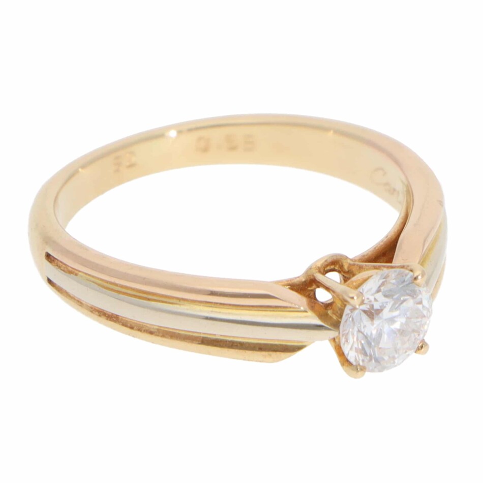 Vintage Cartier GIA Certified 0.55ct Diamond Trinity Ring