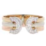 Vintage C de Cartier Diamond Open Band Ring in Gold Vintage C de Cartier Diamond Open Band Ring in Gold