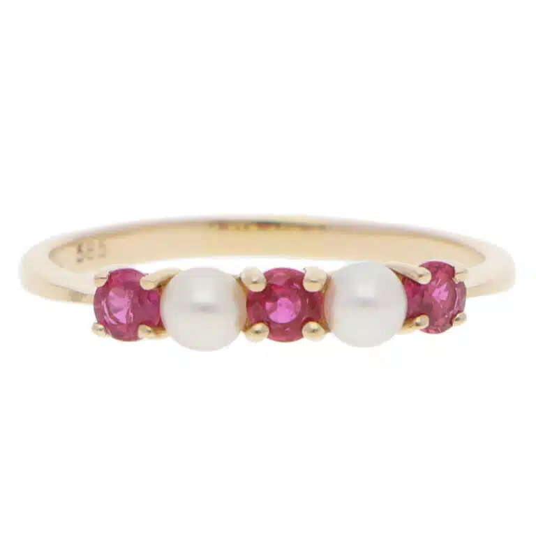 Vintage Tiffany & Co. Ruby and Pearl Ring in Yellow Gold