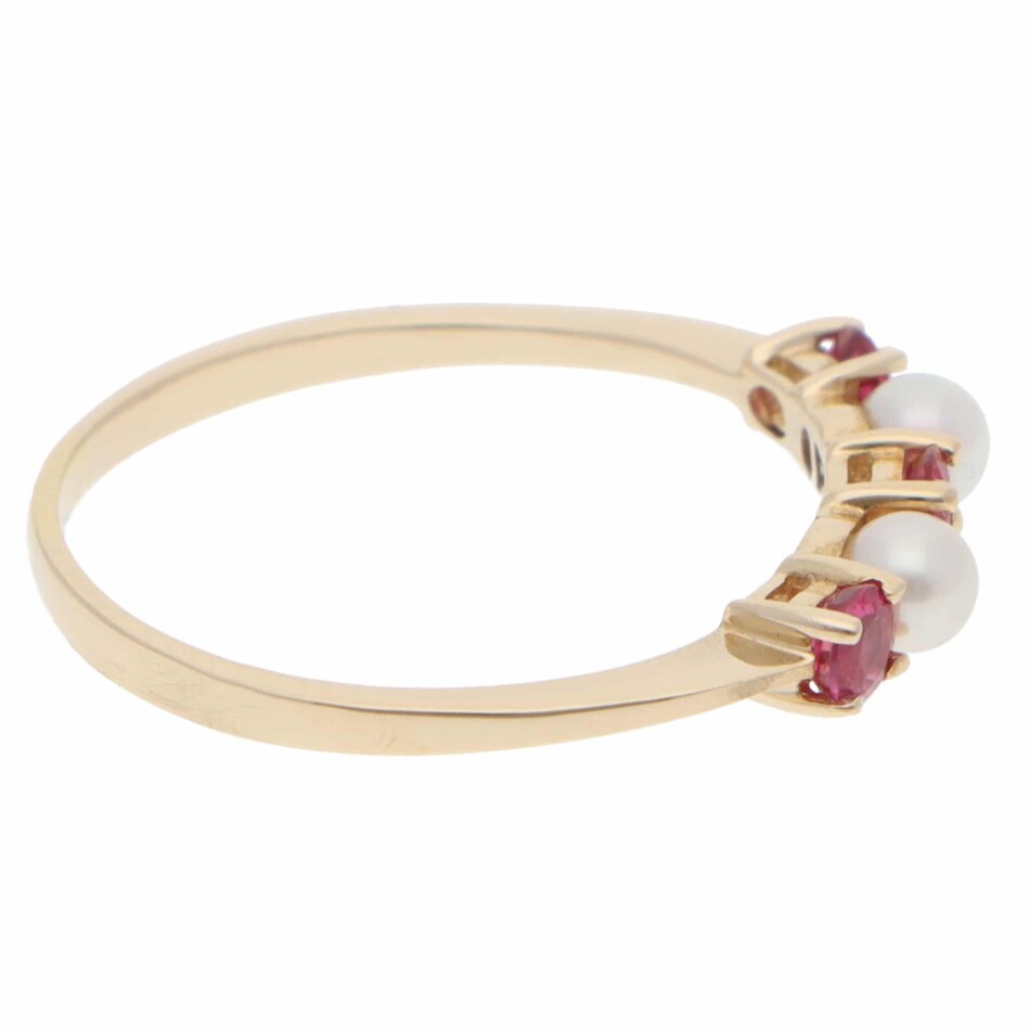 Vintage Tiffany & Co. Ruby and Pearl Ring in Yellow Gold