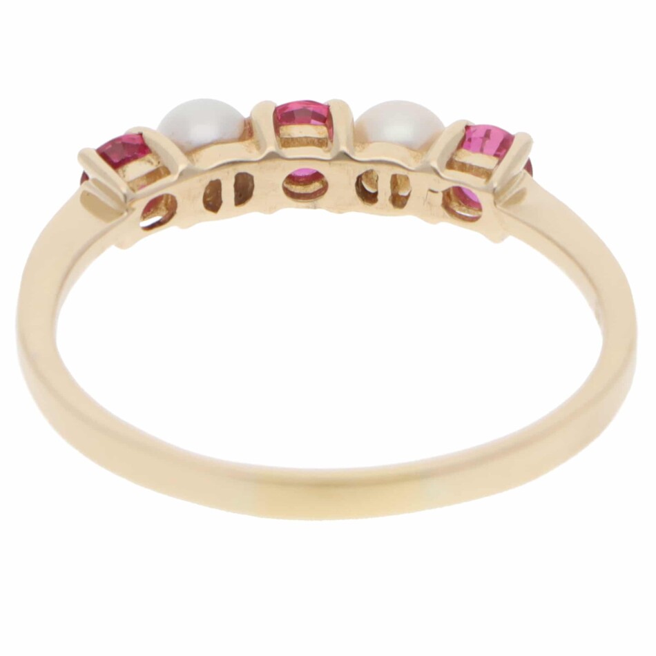 Vintage Tiffany & Co. Ruby and Pearl Ring in Yellow Gold