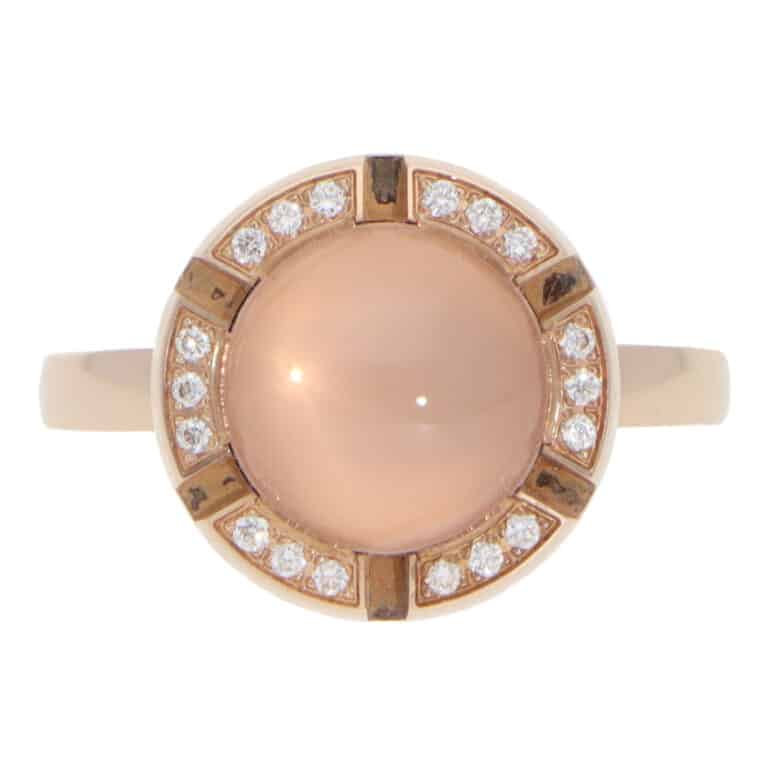 Vintage Chaumet Rose Quartz and Diamond Class One Croisière Ring