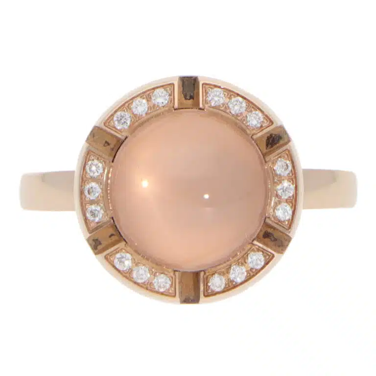 Vintage Chaumet Rose Quartz and Diamond Class One Croisière Ring