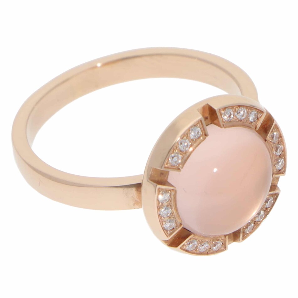 Vintage Chaumet Rose Quartz and Diamond Class One Croisière Ring