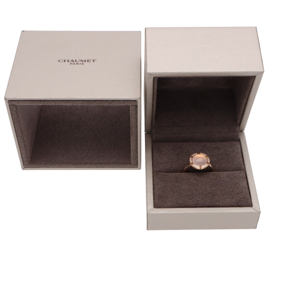 Vintage Chaumet Rose Quartz and Diamond Class One Croisière Ring