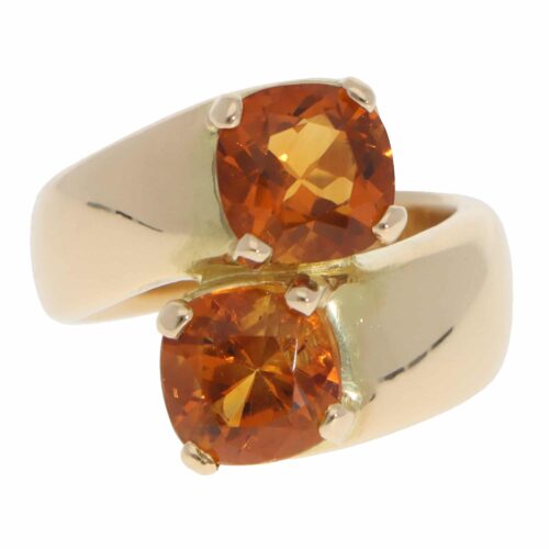 Vintage Hermès Citrine Ring in Yellow Gold