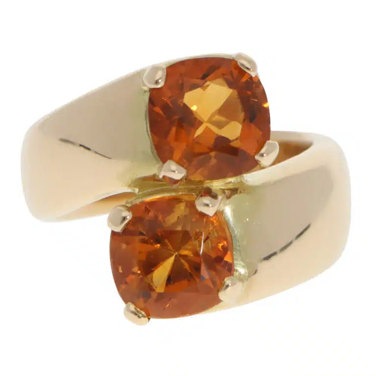 Vintage Hermès Citrine Ring in Yellow Gold